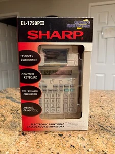 Vintage NEW IN BOX Sharp EL-1750P IIl Printing Calculator 2 Color 12 Digit - Picture 1 of 3