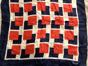 ECHO Geometric Scarf 26"x26" Square Sheer Red White Blue Patriotic - Picture 1 of 4