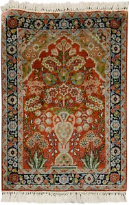 RRA 2x2 Kashmir Tree of Life Red Silk Rug 013247 - Picture 1 of 6