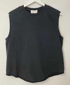 NWT 3.1 Phillip Lim Cotton Baseball Tank W/ Silk Sleeve Black/Gray Size Medium - Picture 1 of 5