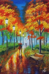 Ukrainian Artist Original Oil Painting Wall Art Home Decor Autumn Landscape Gift - Picture 1 of 20