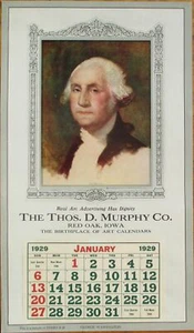 Patriotic 1936 Advertising Calendar / 11x18 Poster: George Washington's Portrait - Picture 1 of 1