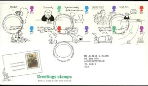 Postal History Great Britain FDC #1643-1652 Greetings cartoon comics 1996 - Picture 1 of 2