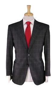 Custom! Gray Windowpane Wool-Cashmere Flannel Loro Piana Patch Pocket Suit 38S