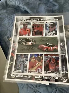 Dale Earnhardt Sr And Jr Stamps Sheet 2001 with COA - Picture 1 of 1