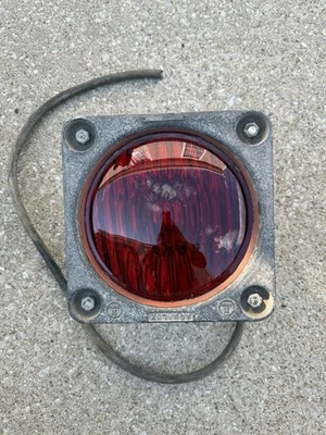 Vintage Aqualux Ship Salvage Caged Passageway Heavy 9x9 Nautical Red Light - Image 1 of 4