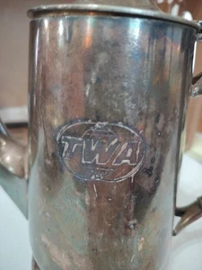 TWA Airline Coffee Pot Silver Plated Embossed Vintage 8"X8" 32oz - Picture 1 of 8