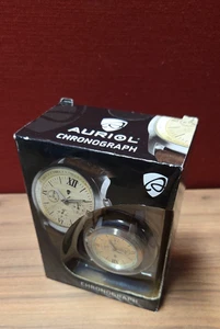 AURIOL Chronograph Quarz Uhrwerk Stoppfunktion wasserdicht Lederarmband #410 - Bild 1 von 5