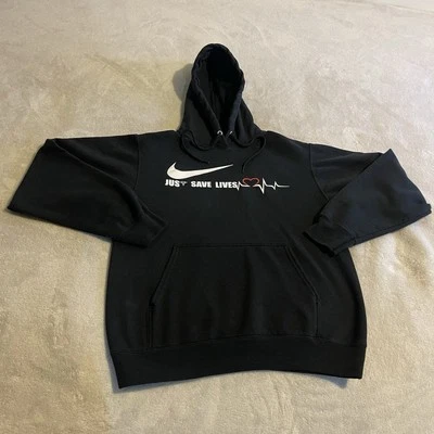 Nike Swoosh толстовка с капюшоном взрослых маленький черный толстовка пуловер свитер спасти жизни логотип - Изображение 1 из 4