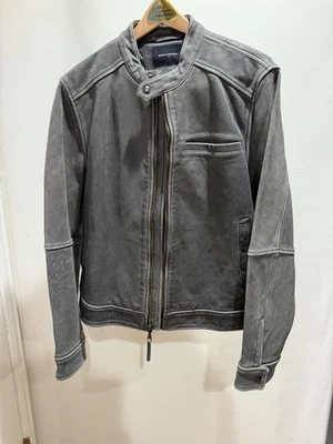 Banana Republic Hombre Gris Cuero Moto Chaqueta Talla L Foto 1 de 4