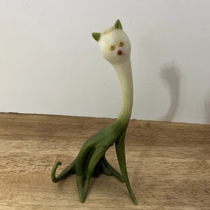 Vintage Enesco Home Grown Figur grüne Zwiebel Frühlingszwiebel Lauch Katze - Bild 1 von 5
