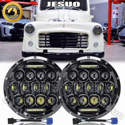 For Dodge D100 D200 D300 Pickup 7inch Round LED Headlights Hi/Lo Sealed Beam 2X - Image 1 of 4