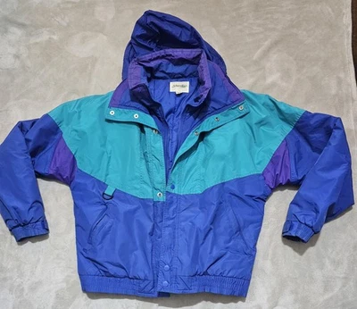 Chaqueta Bomber Vintage Años 90 St. John's Bay Color Block Puffer Multicolor Para Mujer L Foto 1 de 3