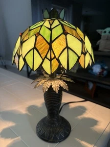 Paralume lampada vetro colorato foglie di palma tropicale stile Tiffany piccolo 13" - Foto 1 di 12