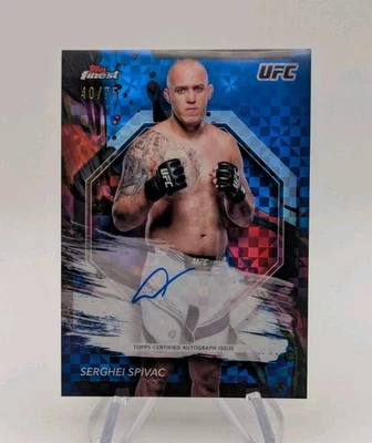 Serghei Spivac 2024 Topps Finest UFC FA-SIS Blue Checker Refractor Auto #d/75 - Image 1 of 2