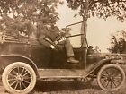 1910s RPPC - BOY IN FORD MODEL T CAR antique real photo postcard LEBANON, OREGON