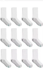 Hanes Boys Double Tough Cushioned Crew Socks (12 Pairs) Large 3-9 (White) - Picture 1 of 2