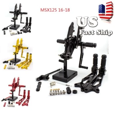 USA CNC Rearsets Footpegs Footrests Peg For Yamaha YZF R1 R6  YZF R125 MT07 FZ07 - Image 1 of 4