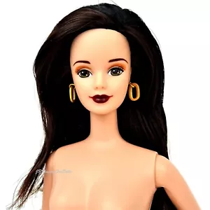 BarbieAnne Klein Doll Brunette Raven Hair Brown eyes Nude New with Stand - Picture 1 of 8
