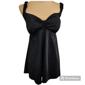 Longitude Women’s Black One Piece Swimdress With Wide Straps Size 20 - Picture 1 of 11