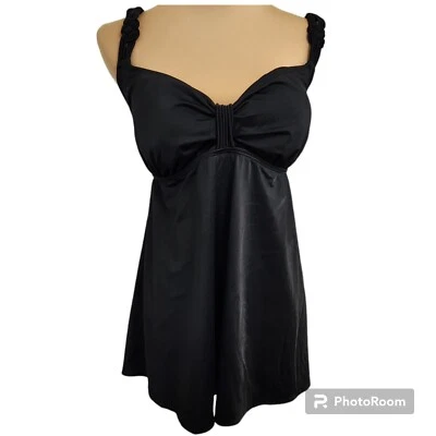 Vestido de baño Longitude negro de una pieza con correas anchas para mujer talla 20 Foto 1 de 4