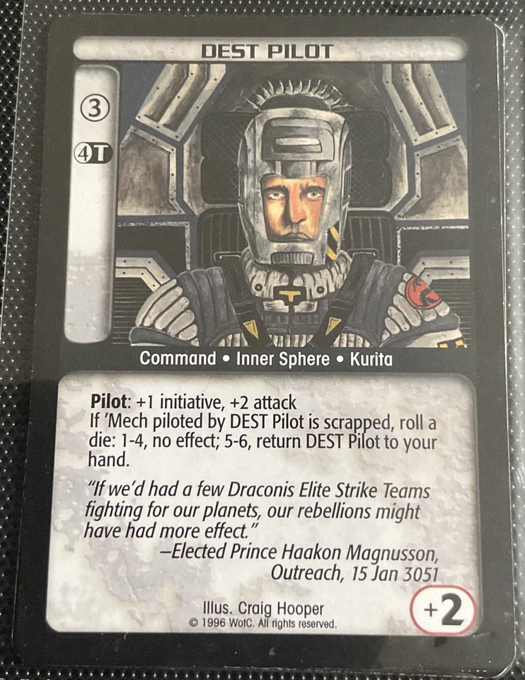 Battletech Card Dest Pilot - Rare - Ungraded Limited - CCG - Image 1 of 1
