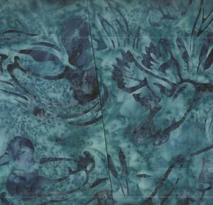 Wildlife Sanctuary 4 ducks teal batik Kaufman fabric 20 inch piece - Picture 1 of 1