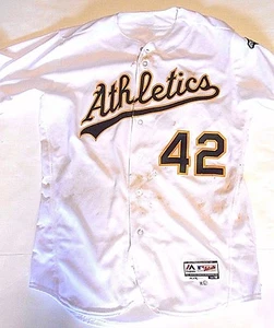 MLB Holo Stephen Vogt Jackie Robinson Day Oakland A's Game Used Baseball Jersey - Picture 1 of 7