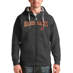 NEW AZ Diamondbacks Antigua Logo Victory Full Zip Blk Baseball Hoodie Jacket - Picture 1 of 8