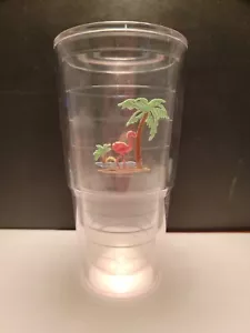 Tervis Tumbler 24 OZ No Lid Embroidered Pink Flamingo Palm Trees Sunset Beach - Picture 1 of 8