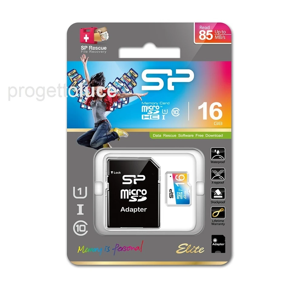 SILICON POWER MEMORY CARD SDHC ELITE MICRO SD  16GB CLASSE 10 CON ADATTATORE SD  - Immagine 1 di 1