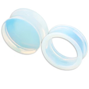 Flesh Tunnel Plug Opal double flared Regenbogen 4-22mm  Stein Glas Opalite  Z118 - Bild 1 von 4