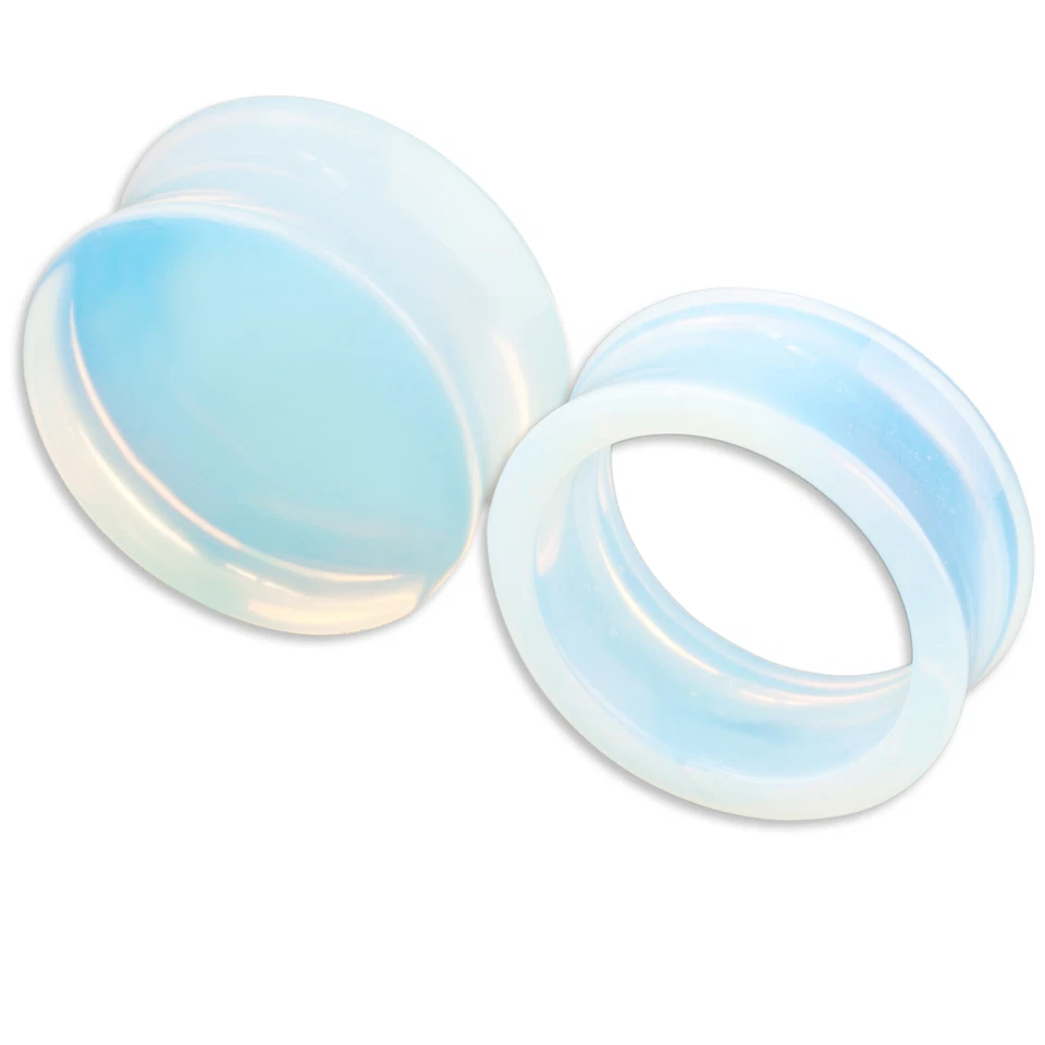 Flesh Tunnel Plug Opal double flared Regenbogen 4-22mm  Stein Glas Opalite  Z118 - Bild 1 von 2