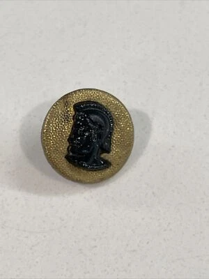 Antique Brass And Glass Cameo Roman Button  5/8” Nice Detail - Image 1 of 4
