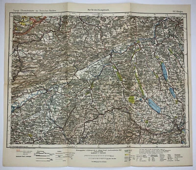 Mapa litográfico antigo original do Império Alemão Oltingen 1902 prussiano real - Imagem 1 de 2