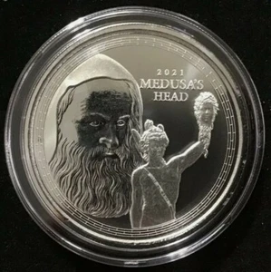 2021 Gibraltar-Perseus mit dem Kopf der Medusa 1 Unze 0,999 Silbermünze griechischer Mythos - Bild 1 von 10