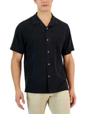 Tommy Bahama Embroidered Sand Bar Black Silk Camp Shirt Small $145.00 - Image 1 of 4