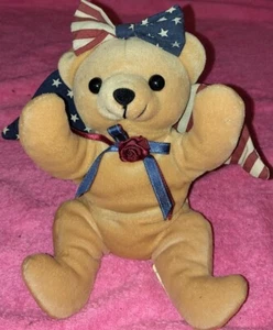 Stars Stripes bear plush e bean bag friends Dan dee’s vtg 4th of july holiday - Picture 1 of 4