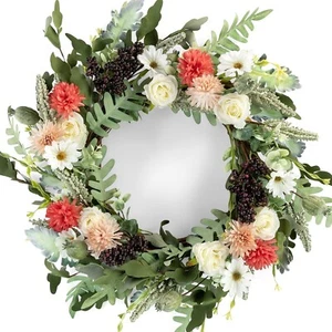 Elegant Spring Summer Wreath - 22" Multicolor Flower Arrangement for Home Entry - Picture 1 of 8