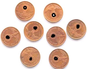 GERMAN Lot 8x 2 REICHSPFENNIG 1937 - 1939 SWASTIKA Coin 3RD REICH WW2 Pfennig Rp - Picture 1 of 5