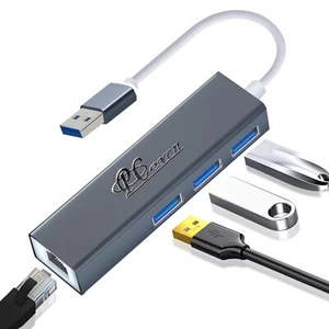USB 3.0 Hub 1000Mbps Ethernet Adapter 3 Port USB3.05Gbps+1 Port RJ45 10/100/1... - Picture 1 of 7