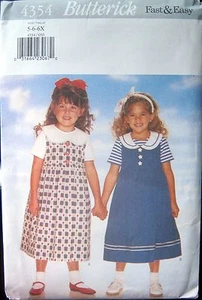 Butterick 4354 Children's Dress & Top Sewing Pattern Uncut Sz 5-6-6X - Picture 1 of 2
