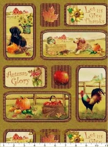 SPX GIORDANO "AUTUMN BOUNTY" #24782 MUL1 PERRO TELA DE ACCIÓN DE GRACIAS PRECIO @ 1/2 YD - Imagen 1 de 2