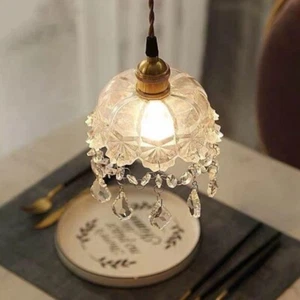Vintage Chandelier Brass Crystal Glass Pendant Ceiling Light Fixture Dining Room - Picture 1 of 10