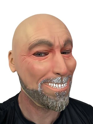 Funny Bald Head White Male Man Mask with Beard - Image 1 of 4