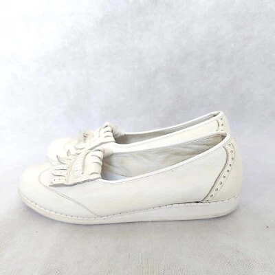 Mocasines de cuero blanco vintage, zapatos sin cordones, EUR 39, US 8.5, UK 6, 80s cuero Foto 1 de 4