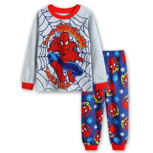 Set Pigiama Bambino Ragazzo Spider-Man Manica Lunga T-Shirt Pantaloni Pigiama da Notte - Foto 1 di 7