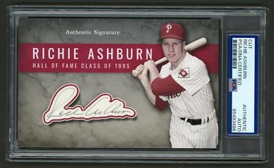 Richie Ashburn Signed Cut Display (PSA) Philadelphia Phillies Photo Card HOF - Image 1 of 2