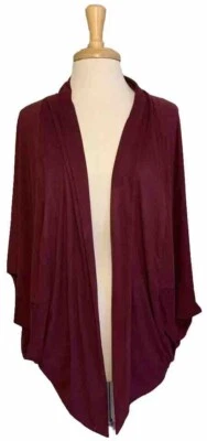 Cárdigan abierto para mujer SLINKY BRAND drapeado frontal imitación gamuza grande borgoña granate Foto 1 de 4