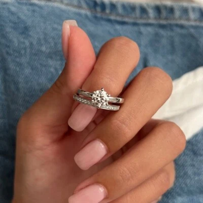 Conjunto de pulseira de diamante corte redondo 1,30 quilates ouro branco 14k IGI GIA laboratório cultivado certificado - Imagem 1 de 4